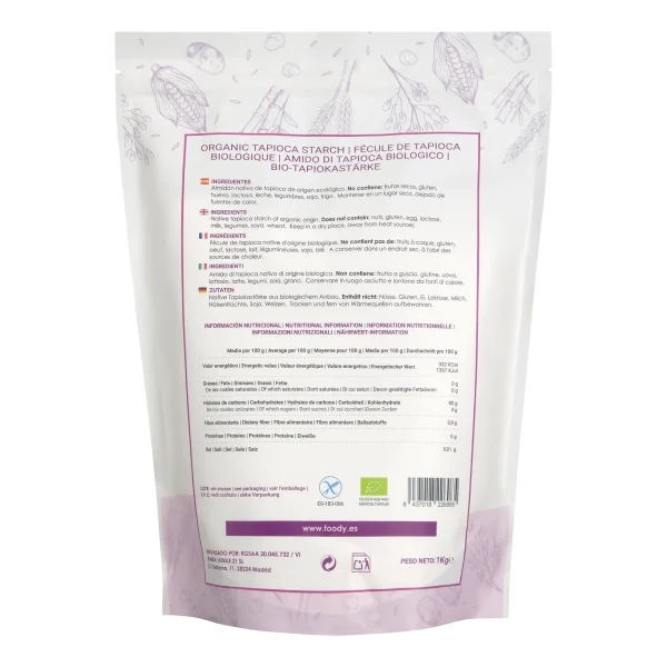 Almidón de tapioca ecológico - sin gluten - MOARA 1kg - Imagen 2