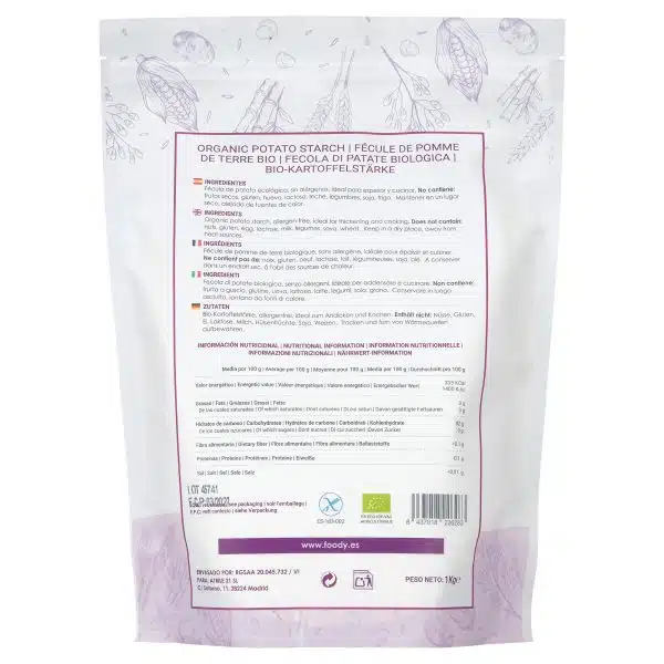 Fécula Almidón de patata - sin gluten, ecológica - MOARA 1kg - Imagen 7