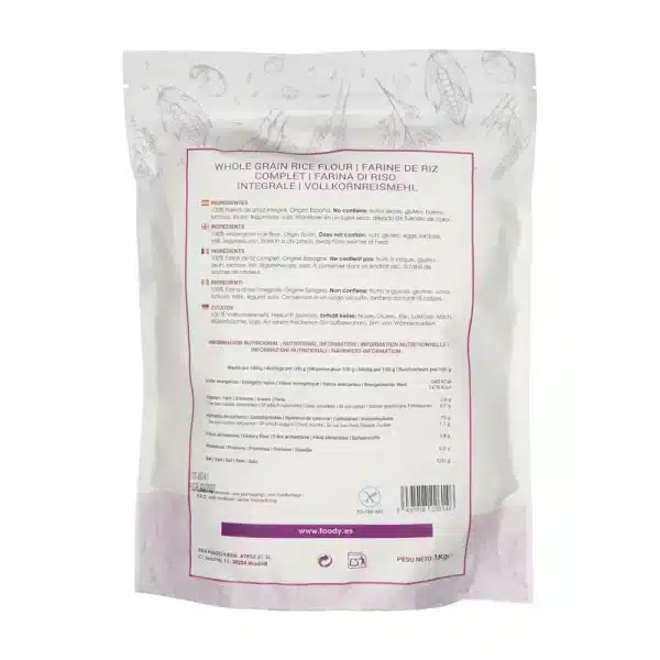 Harina de arroz integral -sin gluten- MOARA 1kg - Imagen 3