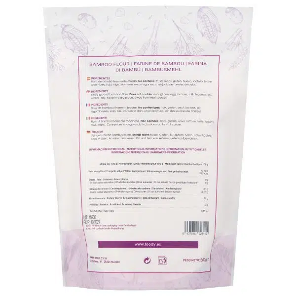 Fibra - Harina de Bambu -sin gluten- MOARA - Especial Keto I Low Carb 500g - Imagen 2