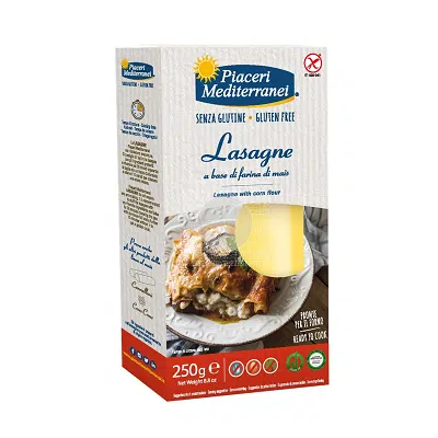 Placas de Lasaña de Maíz - sin gluten - PIACERI MEDITERRANEI 250g