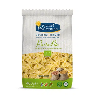Pasta Farfalle sin gluten PIACERI MEDITERRANEI 400g