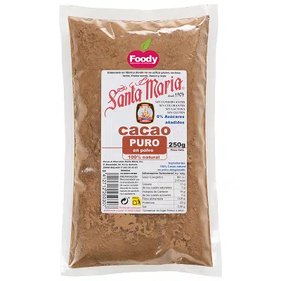 Cacao puro en polvo - sin alérgenos - SANTA MARIA 250g