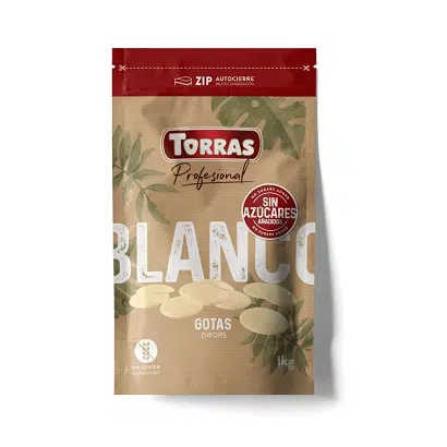 Cobertura de Chocolate Blanco en Gotas - sin azúcar - TORRAS 1kg