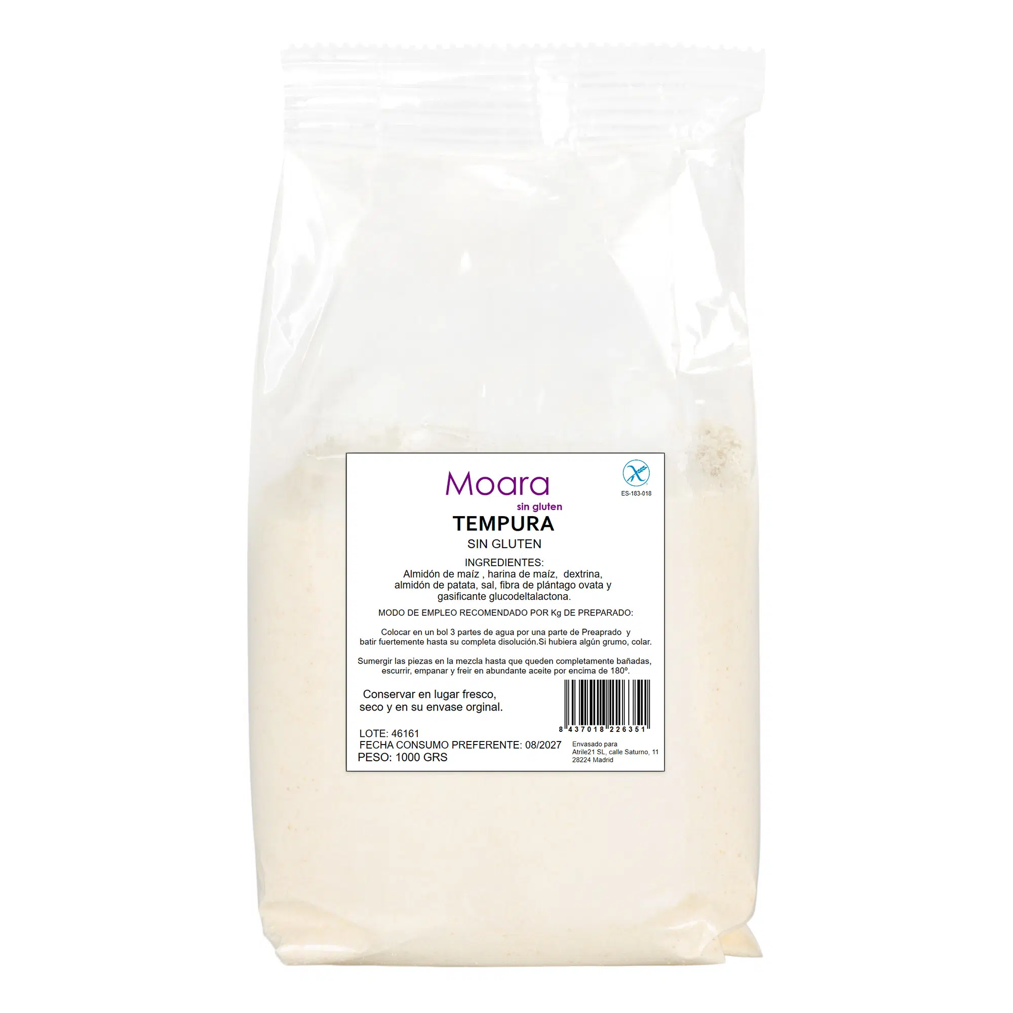 Harina para Tempura y Rebozados - sin gluten - MOARA 1kg 1 Harina para Tempura y Rebozados - sin gluten - MOARA 1kg