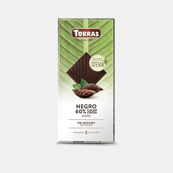 Chocolate Negro Stevia 60% cacao - sin azúcar-TORRAS 100g