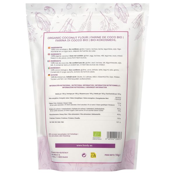 Harina de Coco ecológica - sin gluten - MOARA 1kg - Imagen 3