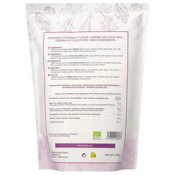 Harina de Coco ecológica - sin gluten - MOARA 1kg 3 Harina de Coco ecológica - sin gluten - MOARA 1kg - Imagen 3