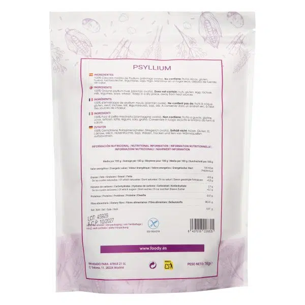 Psyllium en polvo - sin gluten-  MOARA 1kg - Imagen 2