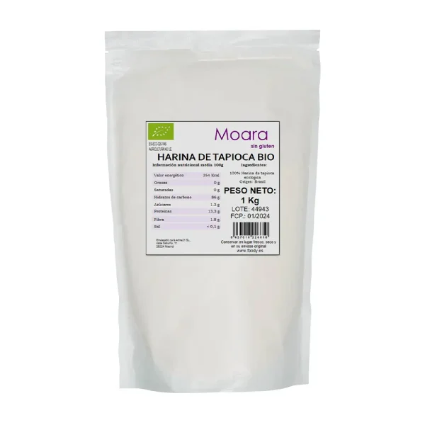 Harina de tapioca, yuca, mandioca, ecológica - sin gluten - MOARA 1kg