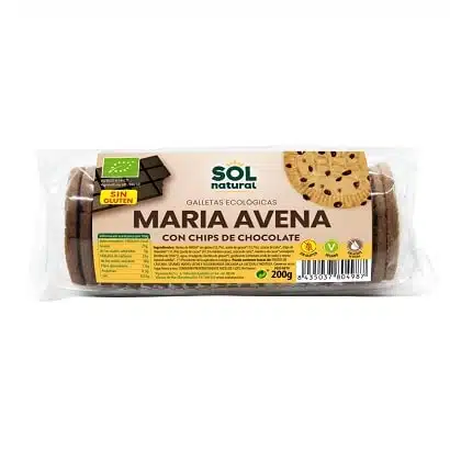 Marias de avena con chips chocolate - sin gluten, bio - SOL NATURAL 200g