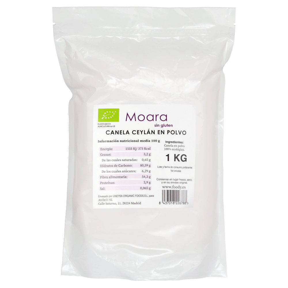 Canela Ceylan en polvo ecológica - sin gluten -  MOARA  1kg