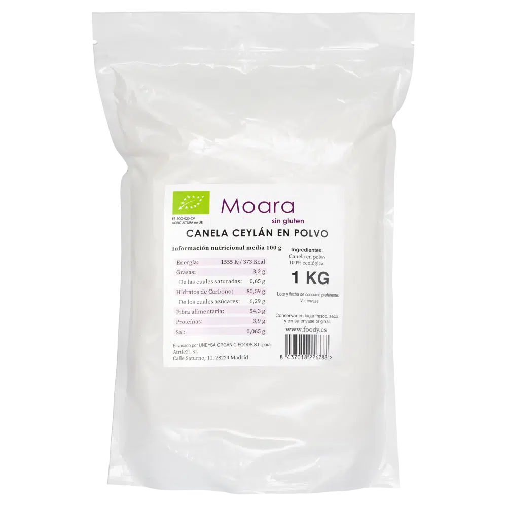 Canela Ceylan en polvo ecológica - sin gluten -  MOARA  1kg