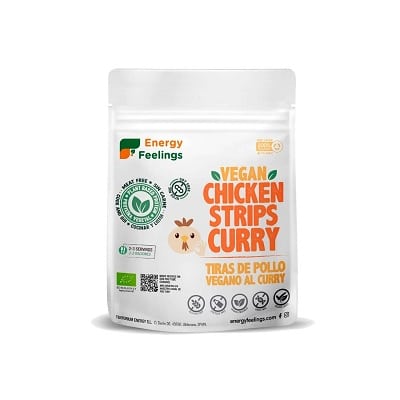 tiras pollo vegano curry energy feelings