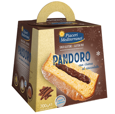 Pandoro con crema de Cacao - sin gluten, sin lactosa - PIACERI MEDITERRANEI 700g
