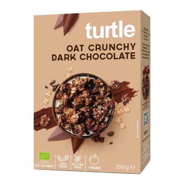 avena crunchy con chocolate negro turtle 250 gramos