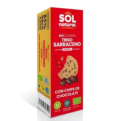 Galleta de trigo sarraceno con chips de chocolate bio - SOL NATURAL 170g