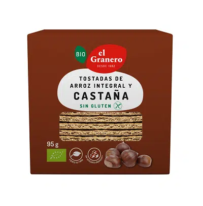 Tostadas de arroz integral y castaña - sin gluten - EL GRANERO INTEGRAL  95gr
