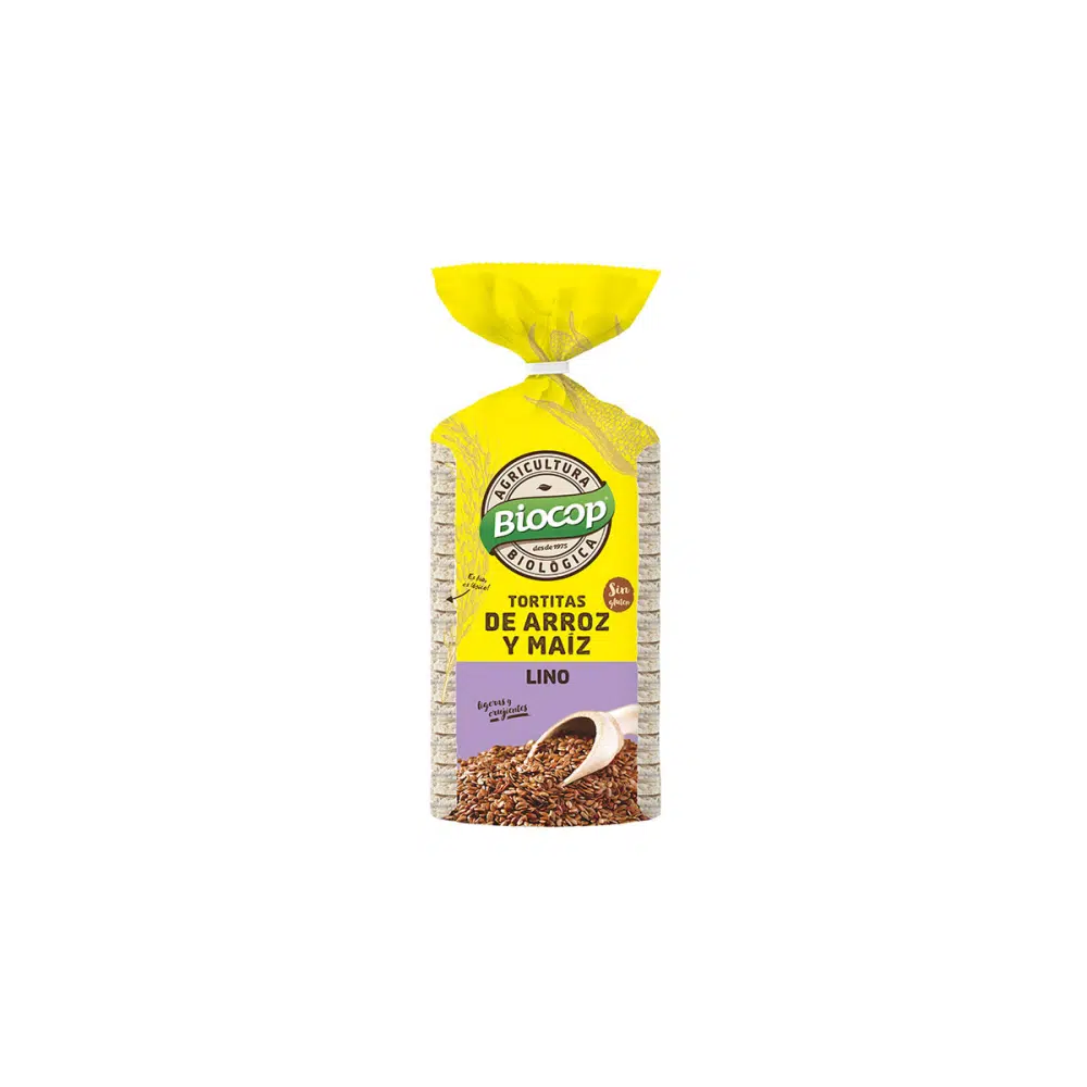 Tortitas de arroz, maíz y semillas de lino - sin gluten -  BIOCOP 200g CADUCIDAD 08-05-2025