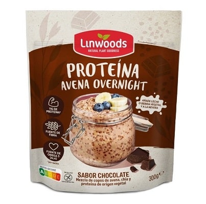 Mezcla de proteina Copos de avena, chia, soja y cacao - sin gluten - LINWOODS 300g