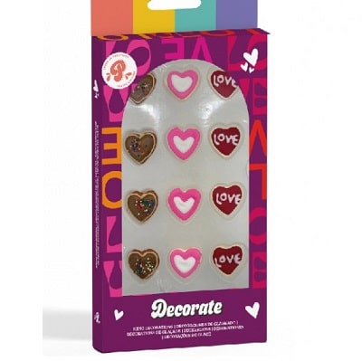 Corazones de azúcar - sin gluten, veganos -  PASTRY COLOURS 28g - Pack 12 uds