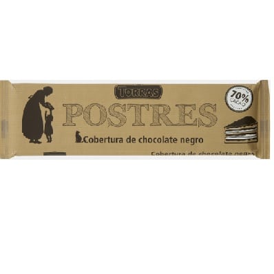Chocolate Cobertura Negro 70% - sin gluten - TORRAS 300g