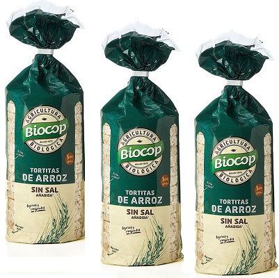 PACK AHORRO 3 Tortitas de arroz, sin sal, ecológicas- sin gluten -  BIOCOP 200g X 3