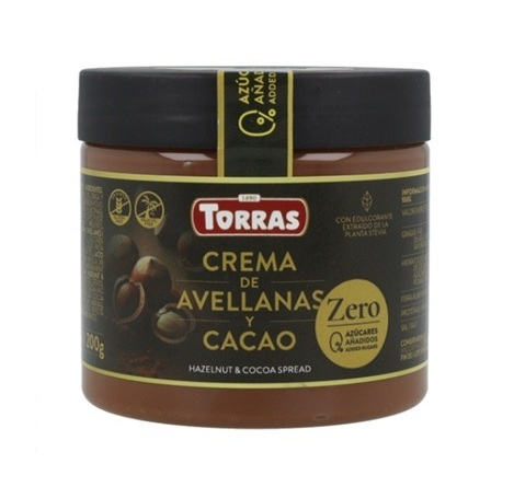 Crema cacao avellanas stevia – sin gluten – TORRAS 200g