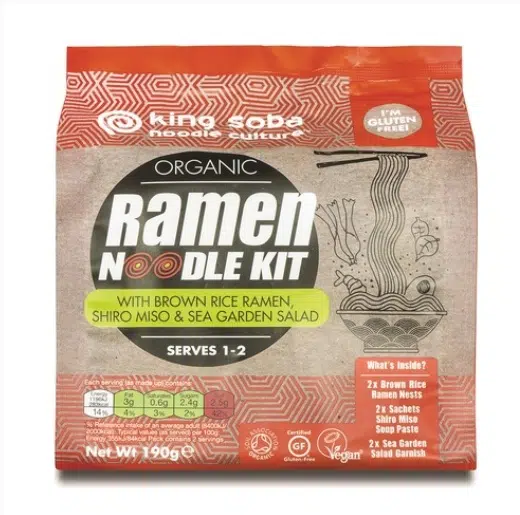 Kit Noodles Ramen arroz integral, shiro miso y algas bio - sin gluten - KING SOBA 190g