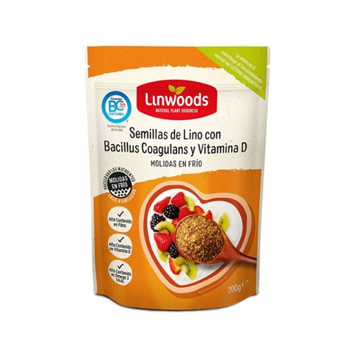 Semillas Lino Molido con Bacillus Coagulans y Vitamina D- sin gluten - LINWOODS 200g