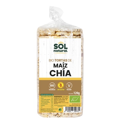 Tortitas de maiz con chia bio - sin gluten -  SOL NATURAL 100g