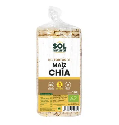Tortitas de maiz con chia bio - sin gluten -  SOL NATURAL 100g