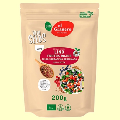 Vitaseeds Lino Molido con Frutos Rojos - sin gluten - EL GRANERO 200 g