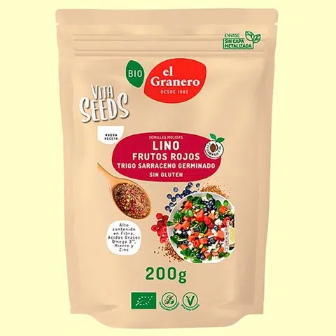 Vitaseeds Lino Molido con Frutos Rojos - sin gluten - EL GRANERO 200 g