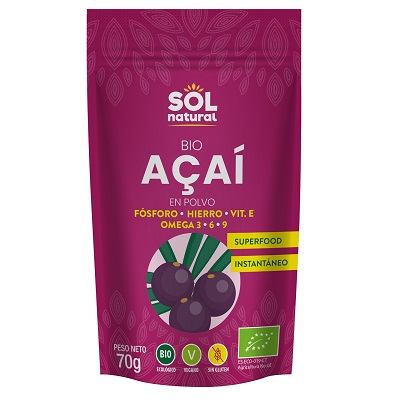 Acai en polvo -sin gluten, sin azúcar, bio- SOL NATURAL 70g