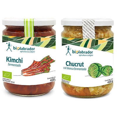 PACK AHORRO Kimchi fermentado 420g + Chucrut 420g- sin gluten, bio - BIOLABRADOR