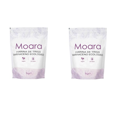PACK AHORRO 2 Harina de trigo sarraceno ecológica 1 Kg- sin gluten-  MOARA 2 kg