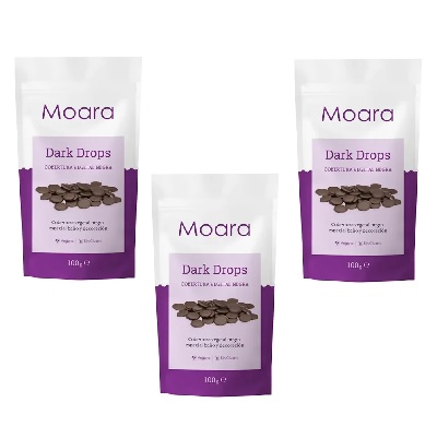 PACK AHORRO 3 Cobertura Dark Drops 100g - sin gluten, vegana - MOARA 300g