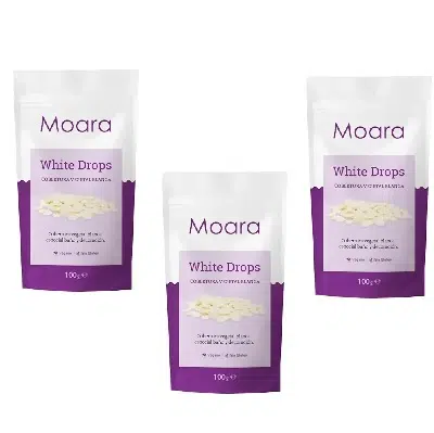 PACK AHORRO 3 Cobertura de chocolate blanco White Drops 100g- sin gluten, vegana - MOARA 300g