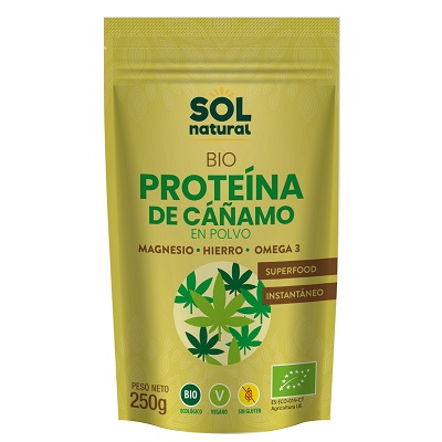 Proteina de cañamo bio -sin gluten, sin azúcar- SOL NATURAL 250g
