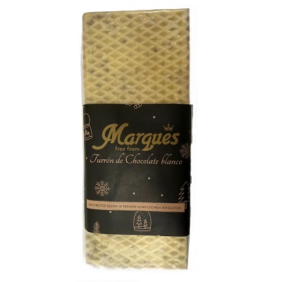 Turrón de chocolate blanco - sin frutos secos, sin lactosa, sin gluten -  CONFITERIA MARQUES 220g