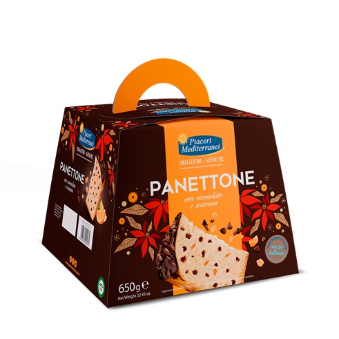 Panettone con Chocolate y naranja - sin gluten, sin lactosa - PIACERI MEDITERRANEI 650g