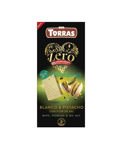 Chocolate Blanco Pistacho Zero sin azúcar - sin gluten - TORRAS 100g
