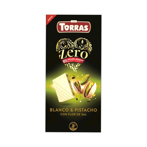 Chocolate Blanco Pistacho Zero sin azúcar - sin gluten - TORRAS 100g