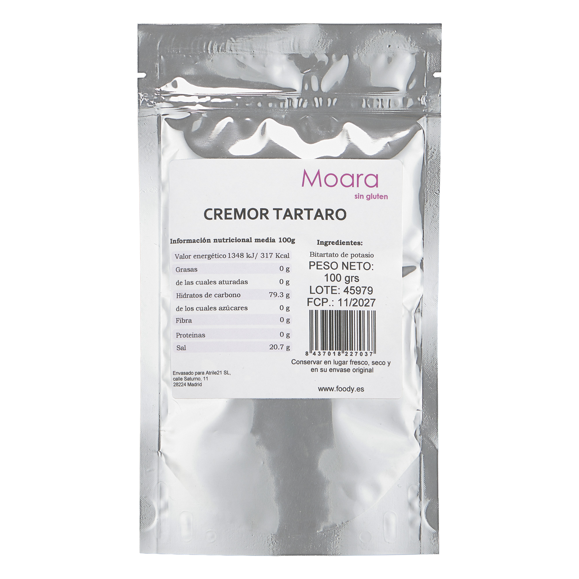 Cremor Tártaro - sin gluten - MOARA 100g 1 Cremor Tártaro - sin gluten - MOARA 100g