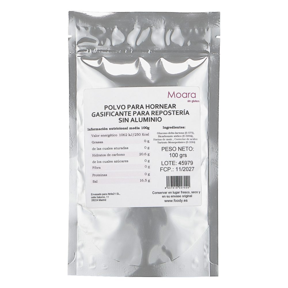 Polvo de Hornear – Levadura de Pastelería- Impulsor y Gasificante – sin gluten, sin aluminio - MOARA 100g