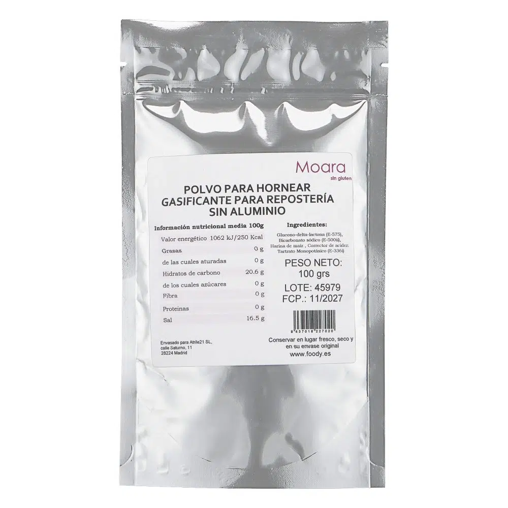Polvo de Hornear – Levadura de Pastelería- Impulsor y Gasificante – sin gluten, sin aluminio - MOARA 100g