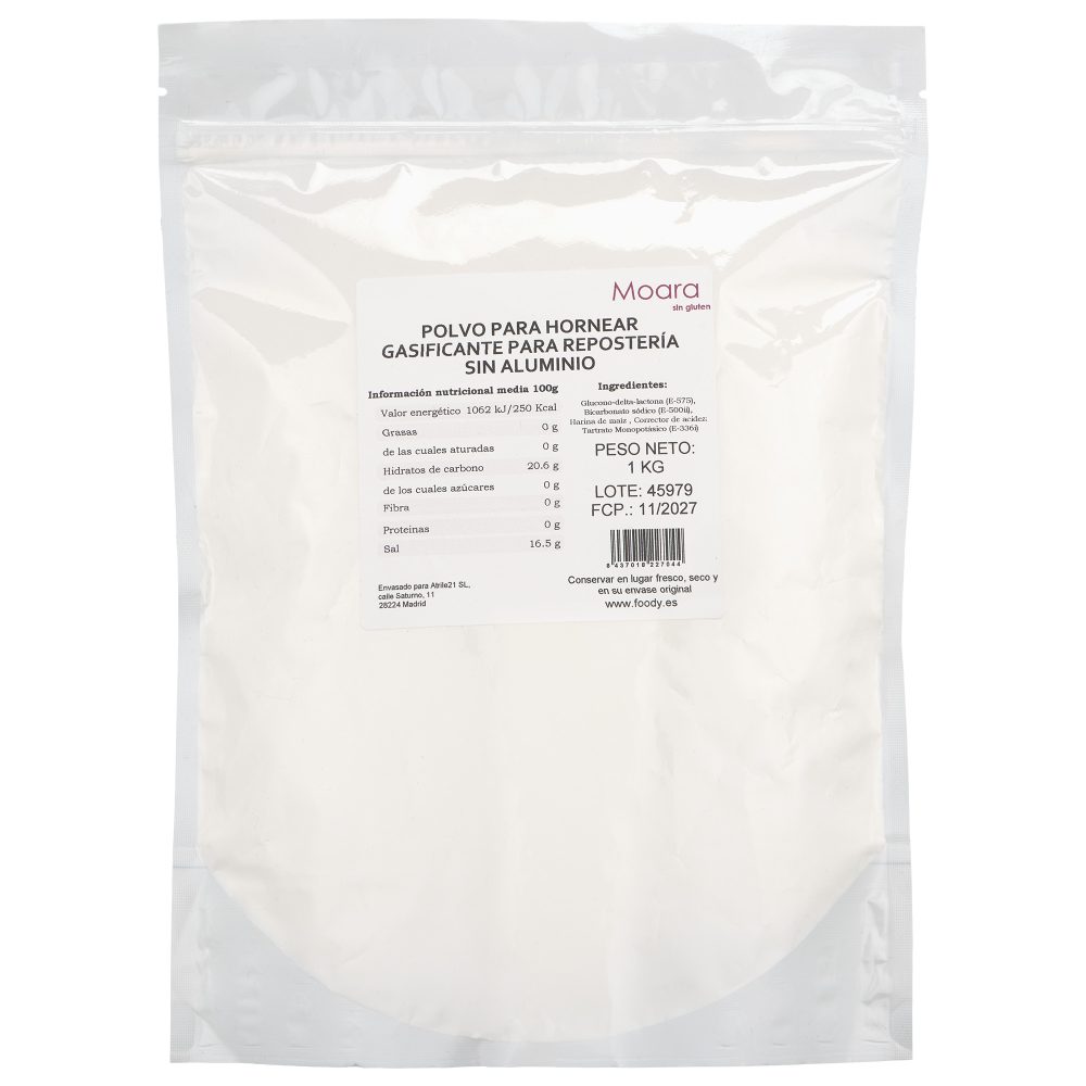 Polvo de Hornear – Levadura de Pastelería- Impulsor y Gasificante – sin gluten, sin aluminio - MOARA 1kg