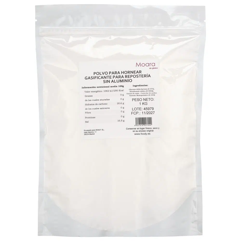 Polvo de Hornear – Levadura de Pastelería- Impulsor y Gasificante – sin gluten, sin aluminio - MOARA 1kg