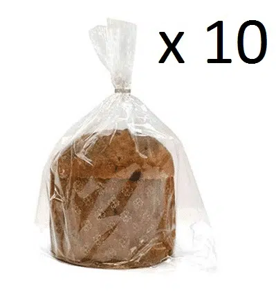 PACK 10 Moldes de papel fino con bolsa y cierre de Panettone 1Kg